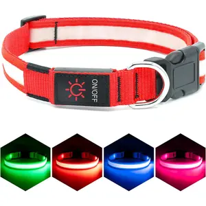LED Dog Collar, Light up Dog Collar Adjustable USB Rechargeable Super Bright Safety Light Glowing Collars for Dogs