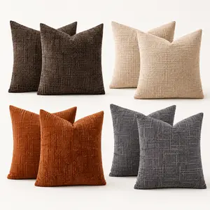 18×18 inch luxurious chenille slub pillow covers, two-piece set — soft, colorfast; suitable for home decor sofa cushion covers, versatile throw pillow covers; chenille, high-end, decorative throw pillows, textured pillow covers, cozy home decor
