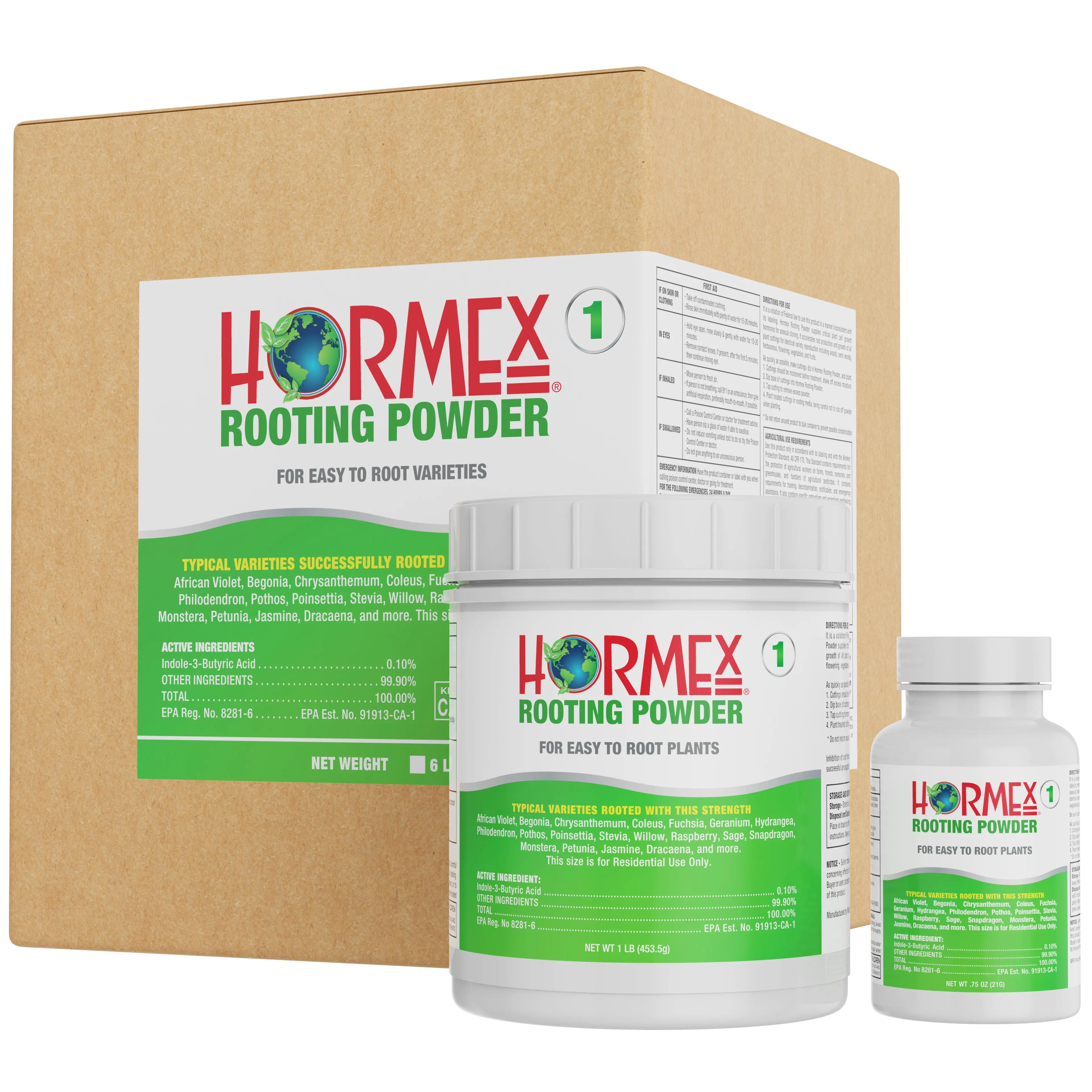 Hormex Rooting Hormone Powder #1 (0.10% IBA) for Delicate Houseplants, Succulents & Herbs - Gentle Root Stimulator for Softwood Plant Cuttings, Cloning, & Propagation
