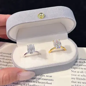 Oval Cut 4.5CT D VVS1 Color Lab-Created Moissanite Ring S925 Sterling Silver for Women Engagement Wedding Luxury Gift, 5 Carat Solitaire Ring, 6 Carat Diamond Ring, Light Luxury Fashion High-end Niche Birthday Gift for Ladies