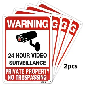 Aluminum Warning Sign, 11.8x7.8 Inch Security Alert Plate, Outdoor Safety Marker for Residential & Commercial Use, Video Surveillance Notice, Yard Sign