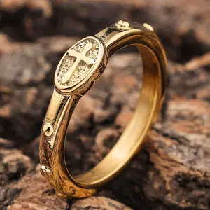Fashion 18K Gold Plated Church Cross Ring for Women Party and Daily, Holiday Gift