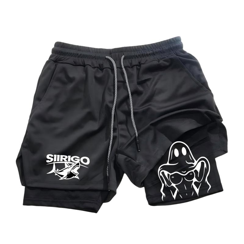 Anime-Style Sports Shorts for Men Two-Piece Double-Layer High-Quality Polyester Quick-Dry & Breathable 20 Versatile Styles Multi-Function