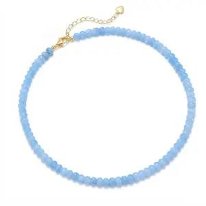 Beaded Gemstone Necklaces for Women, Bohemian Colored Choker Natural Stone Bead Decoration Summer Beach Handmade Jewelry Necklace Bridesmaid Gift summerwins