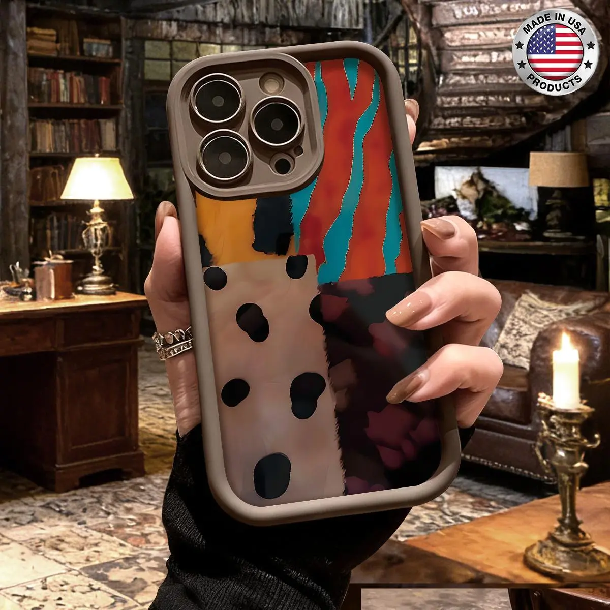 Trendy Abstract Patchwork Pattern Artistic Aesthetic Design Case for iPhone 17 16 15 14 Pro Max 13 12 11 XR XS Plus Air Slim Shockproof Anti Drop Protective Durable TPU Cover Protection Black