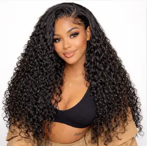 Glueless Deep Wave Human Hair Wig Ready to Wear 13x4 HD Lace Pre-Plucked Natural Color 200 Density