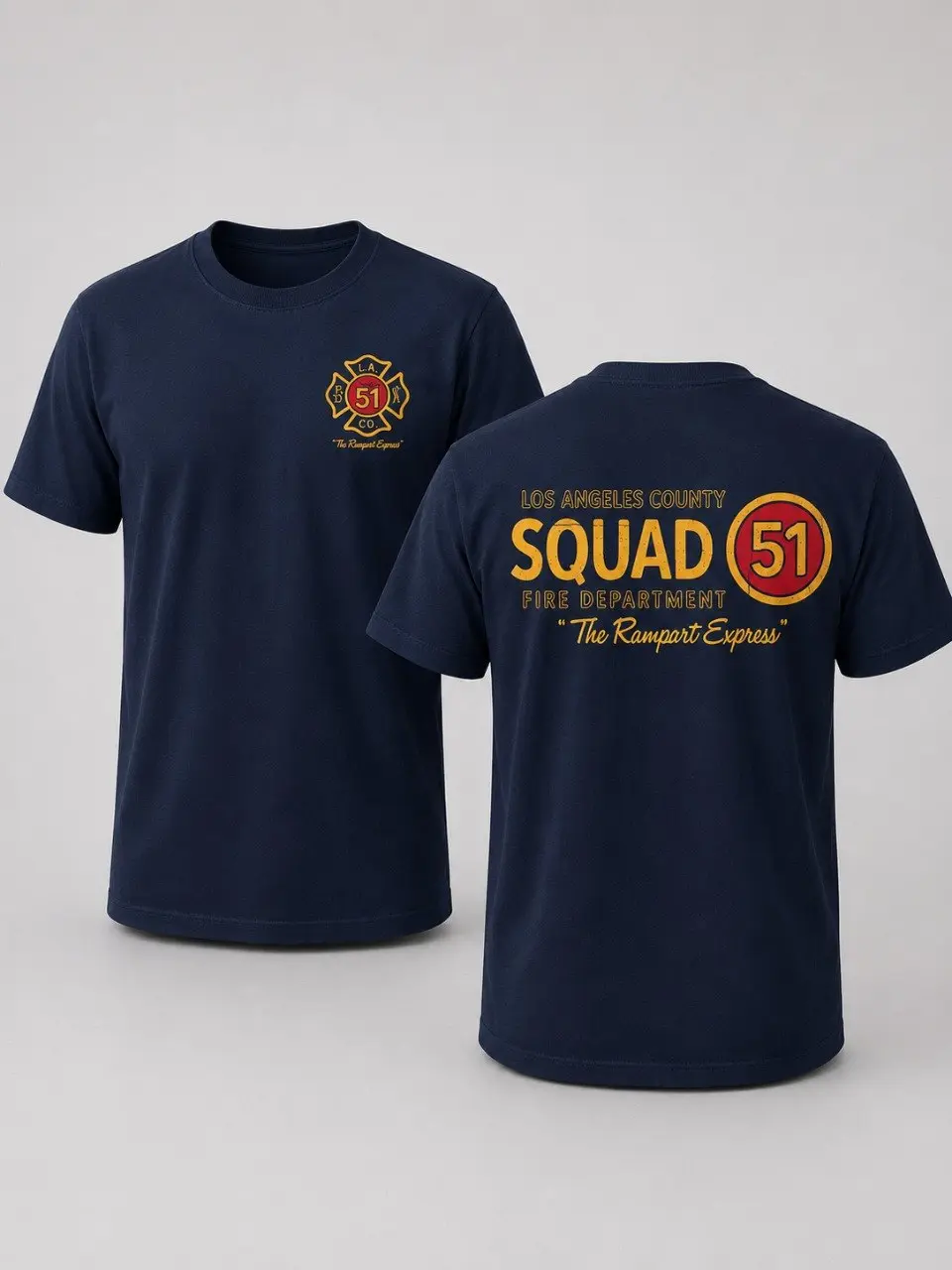 Squad 51 T-Shirt, Los Angeles County Fire Department Vintage Graphic Tee, Gift for Firefighters, First Responders & Fire Rescue Fans Day Hem
