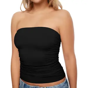 Womens Strapless Tube Tops Ruched Bandeau Stretchy Basic Going Out Summer Shirts Crop Tank Top mms Social Justice Salt Flavor women