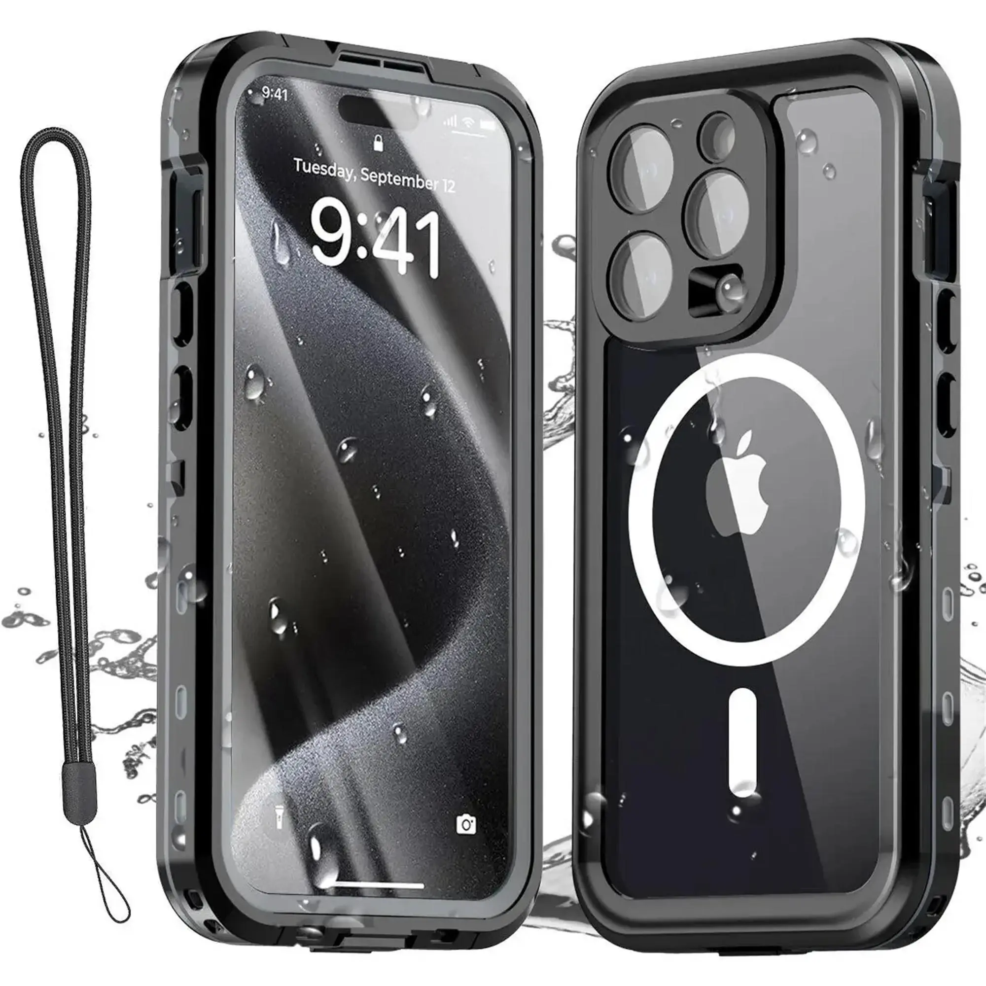 IP68 Waterproof Magsafe Magnetic Smartphone Case, Full-Body Protective Casing for iPhone 17,16,15 Pro Max,14,13 - Handheld Cellphone Accessories for Underwater Swimming, Diving, Protection