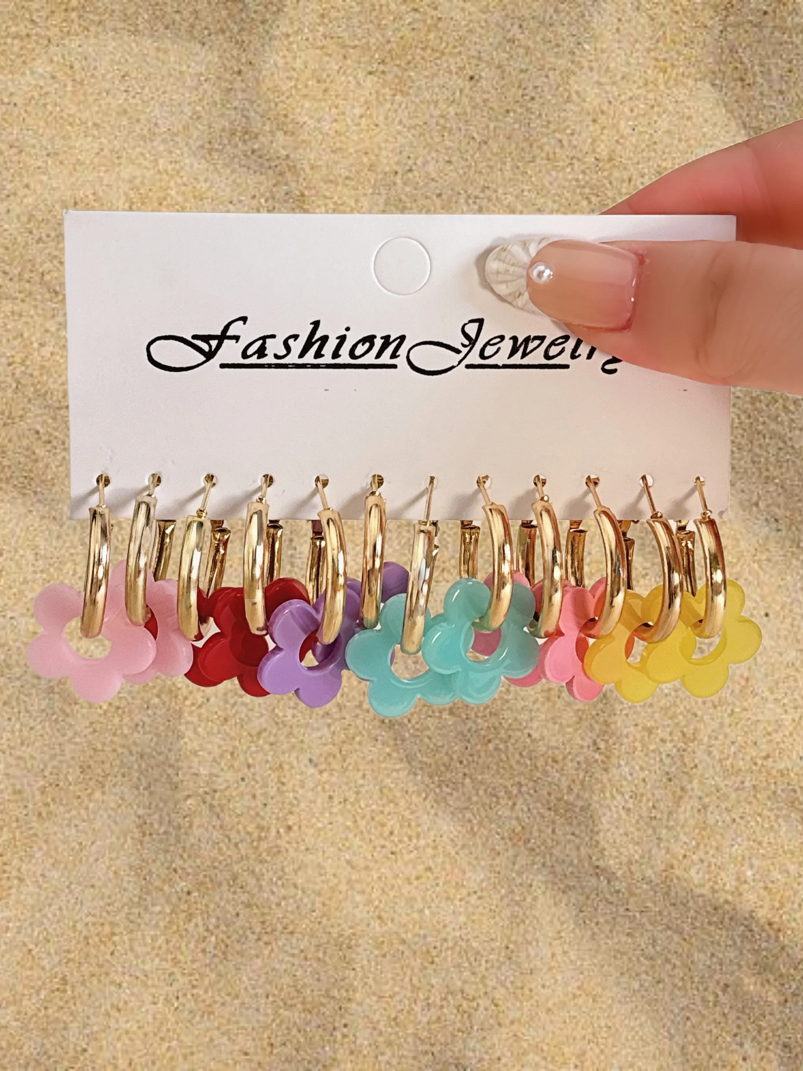Women's Floral Earrings Set, Earrings Stack, Flower Earrings, Acetate Material, Solid Color & Shimmer Patterns, Cute Style Jewelry for Women, Trendy Jewelry, Fashion Earring, Earring Stacks, Boho Earrings