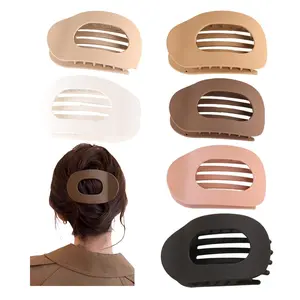 Solid Color Hair Clip, 4pcs Oval Acrylic Hair Clips Set for Women, No Trace Flat Large Hair Clip, Elegant Minimalist Frosted Solid Color Hair Clips for Daily Wear,ldeal Gifts for Her