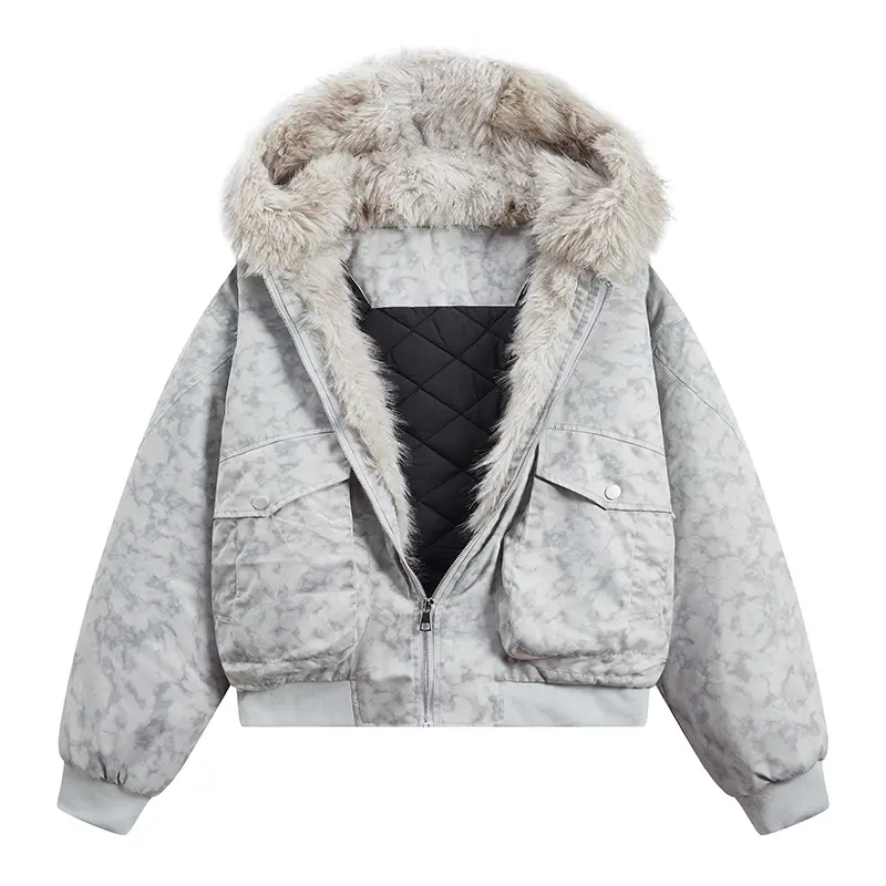 Fashion Winter Puffer Bomber Jacket, Windproof Cropped Jackets Layering Piece for Winter Outfit Ideas Casual Streetwear Work Commute