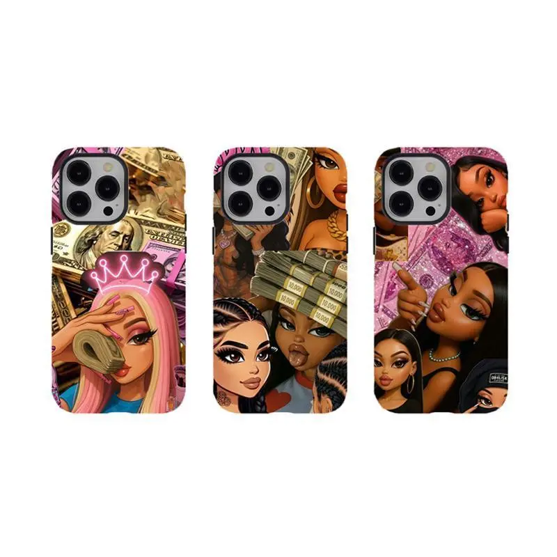 [No magnetic]  Bratz Y2K Baddie Phone Cases,Glitter & Collage Aesthetic hard phone Cover,Dual-Layer design phone case,for iPhone 17 16 15 14 13 12 11 8 7 for Samsung for Galaxy Series,Durable Shockproof Protective smartphone Cover,perfect gift for her