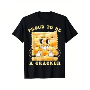 Comfort Cotton Short Proud to Be a Cracker Funny Snack Themed Apparel T-Shirt, 100% Cotton