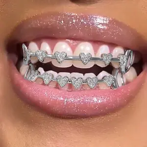 Iced Out Heart Grillz, High Shine Design, Party Statement Jewelry