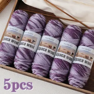 5pcs Alpaca Dyed Yarn Balls 500g, High-Quality Multicolor Gradient Thread, Hand Knitting DIY Material Pack, Fall Winter Fashion Gifts, Variegated Yarn