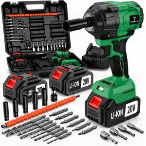 Green 20V Cordless Impact Wrench Kit, 800N.m Max Torque, Brushless Motor,Battery + Accessories + Hard Case, for Auto Repair & Tire Changing  High Torque, Full Accessory Set with Storage Case, Heavy Duty Power Tool