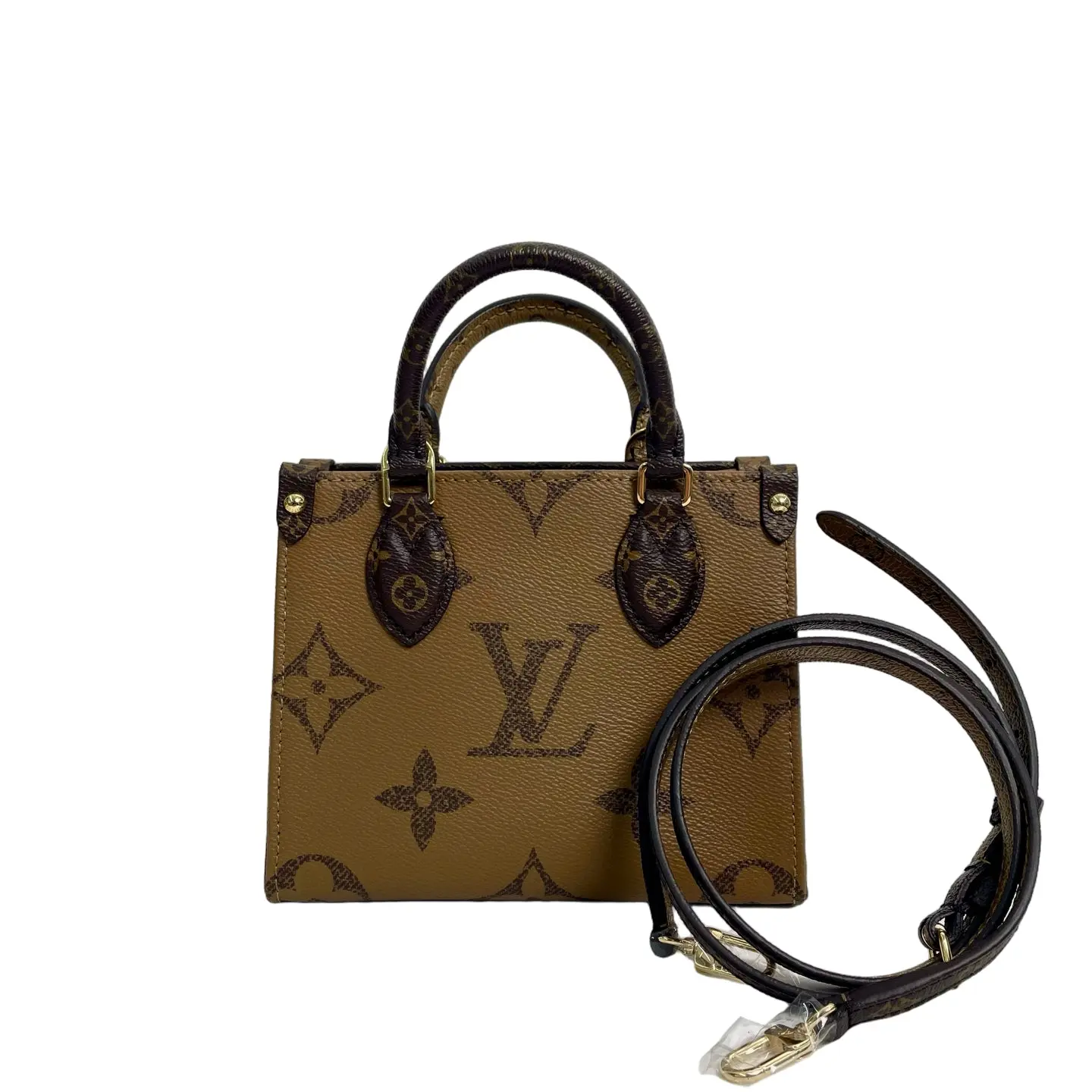 Pre-owned canvas crossbody bag Louis Vuitton Monogram Reverse Giant Petit Sac Plat Brown