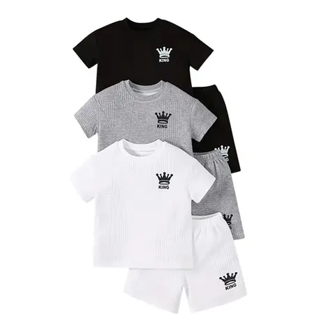 #SummerVibes 6-Pack Children's Short Sleeve Set Summer New Comfortable Breathable Boys' Clothing Boys' Shorts Outfit T-Shirt Baby Summer Outfit Kids' Clothing Outdoor Sports