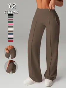 Women's High-Waisted Seamless Yoga Pants, Butt-Lifting Waist-Cinching Sports Long Leggings, Athleisure Fitness Leggings, Squat-Proof Gym & Casual Wear, Flared Yoga Bottoms