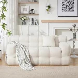 Tbfit Boneless Loveseat Sofa, Cloud Couch with Tufted Design, Plush Chenille Comfy Floor Sofa, No Assembly, Modern Sofa for Living Room, Bedroom & Office