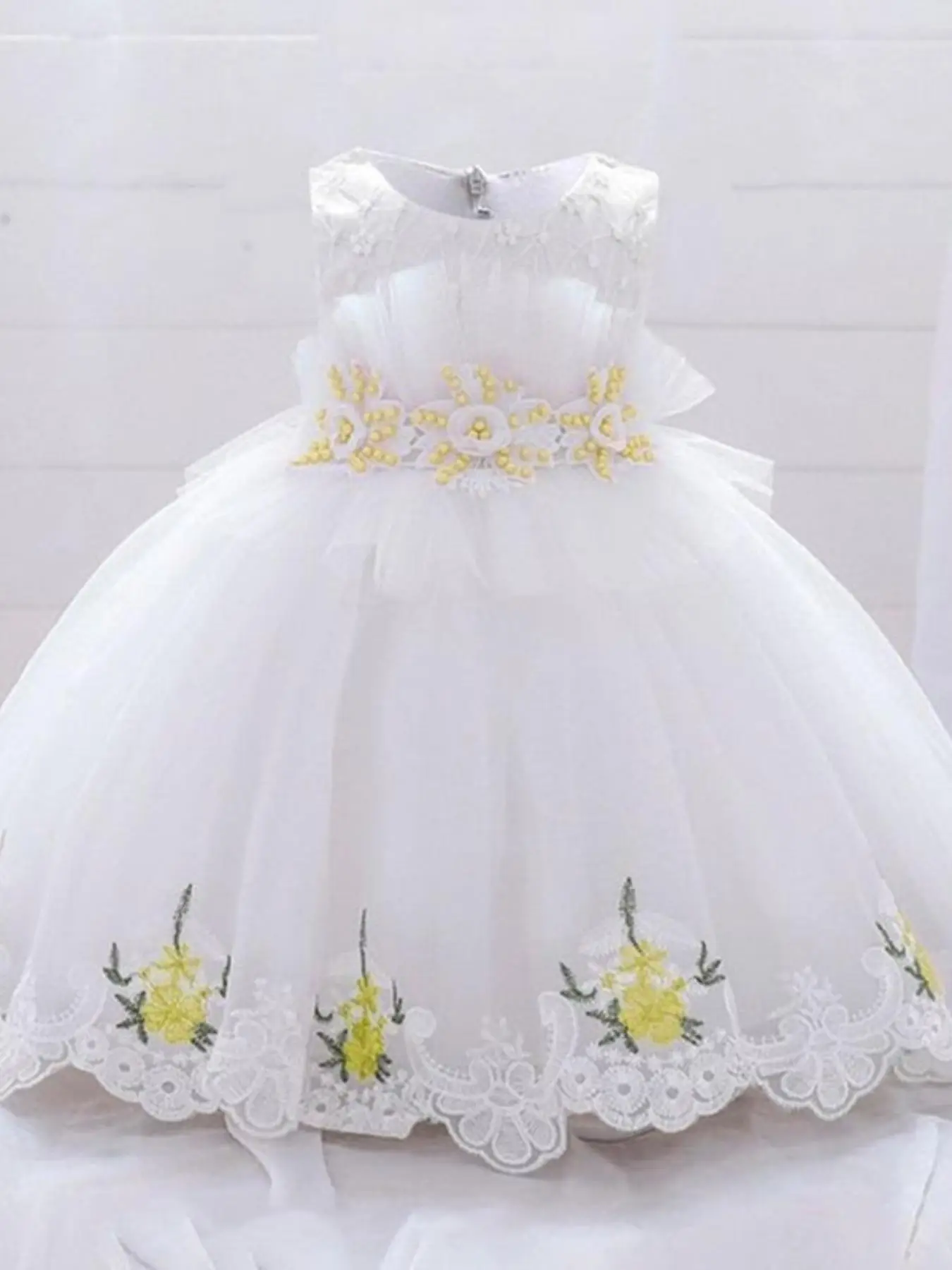Toddler Girl's Floral Embroidery Tulle Dress, Cute Girl Princess Dress for Wedding Party Birthday, Kids Partywear