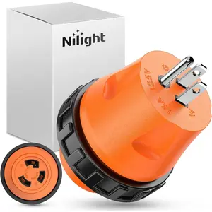 Nilight 15 Amp to 30Amp RV Power Adapter 110 Volt Twist Locking Connector 5-15P to L5-30R 15A Male Plug to 30A Female Receptacle for Generator Camper Electrical Converter