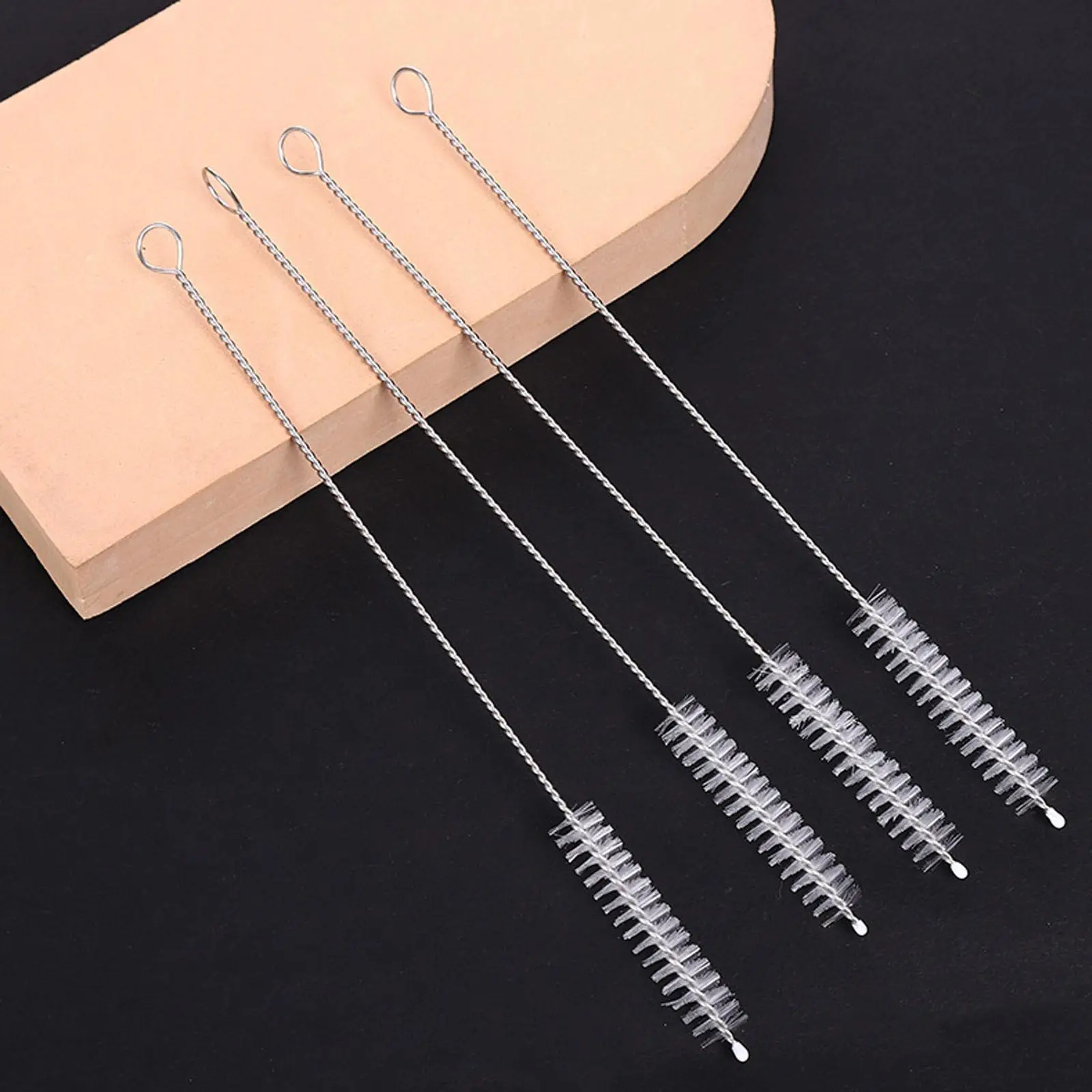 10pcs Long Handle Straw Brush, Stainless Steel Flexible Reusable Straw Cleaning Brush