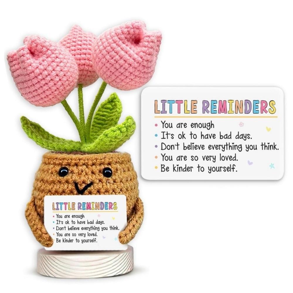 Handmade Crochet Artificial Potted Flowers - Decorative Home Accessory with Shipping Included, Cute Girly Gift for Best Friend Birthday, GF Gift for Desktop Ornament