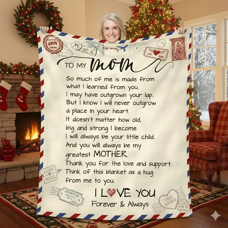 Fleece Throw Blanket– Heartfelt Gift for Mom from Daughter, Son, Bonus Mom, Mother-in-Law| Inspirational Blanket for Women| Perfect Birthday Gift, Christmas Gift, Xmas Gift, Mother’s Day
