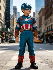 Boys' Luxury Pectoral Costume Set, Blue Digital Print Long Sleeve Sweatshirt & Pants, Halloween Party, Costume For Parties, Includes Headband, All Seasons Wear, Cosplay