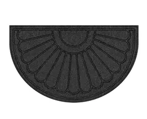 Sunburst Pattern Entry Door Mat, Gray Polyester Utility Mat, 18x30 Inches