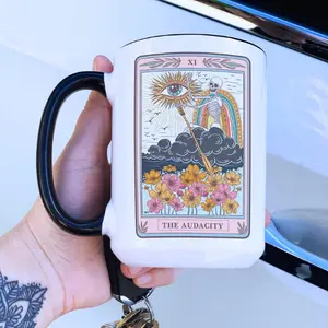 Audacity Tarot Card Mug, Occult skeleton tarot card Coffee mug, The audacity Tarot mug, witchy mug, witchy tarot card mug, the audacity mug