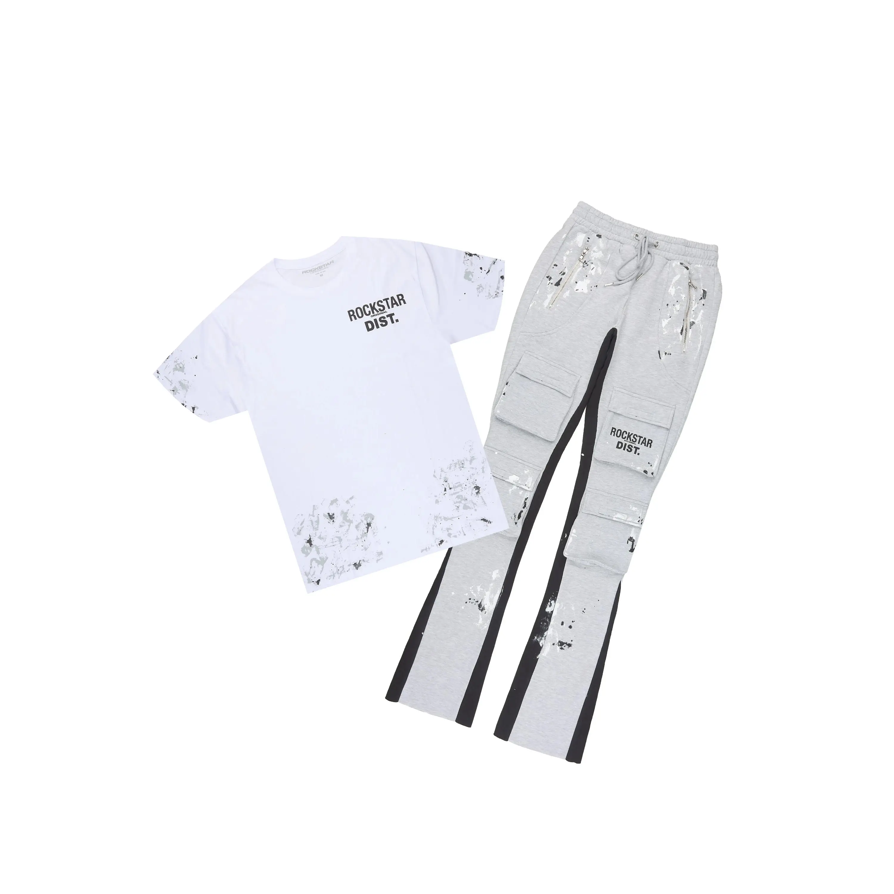 Antoon 2.0 White/Heather Grey T-Shirt/Stacked Flare Track Set
