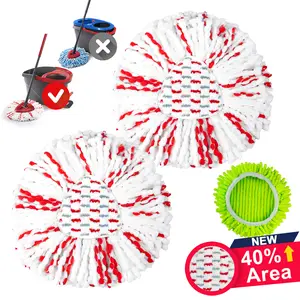 Spin Mop Heads Replacements for O-Cedar Easy Wring 1-Tank System, 40% More Cleaning Power Mop Replace Head, Deep Cleaning Mop Refills, 2 Packs+1mop cover Household Items Microfiber Pad mop