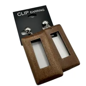 2.75” Clip On Tone Casual Fashion Wood Earrings