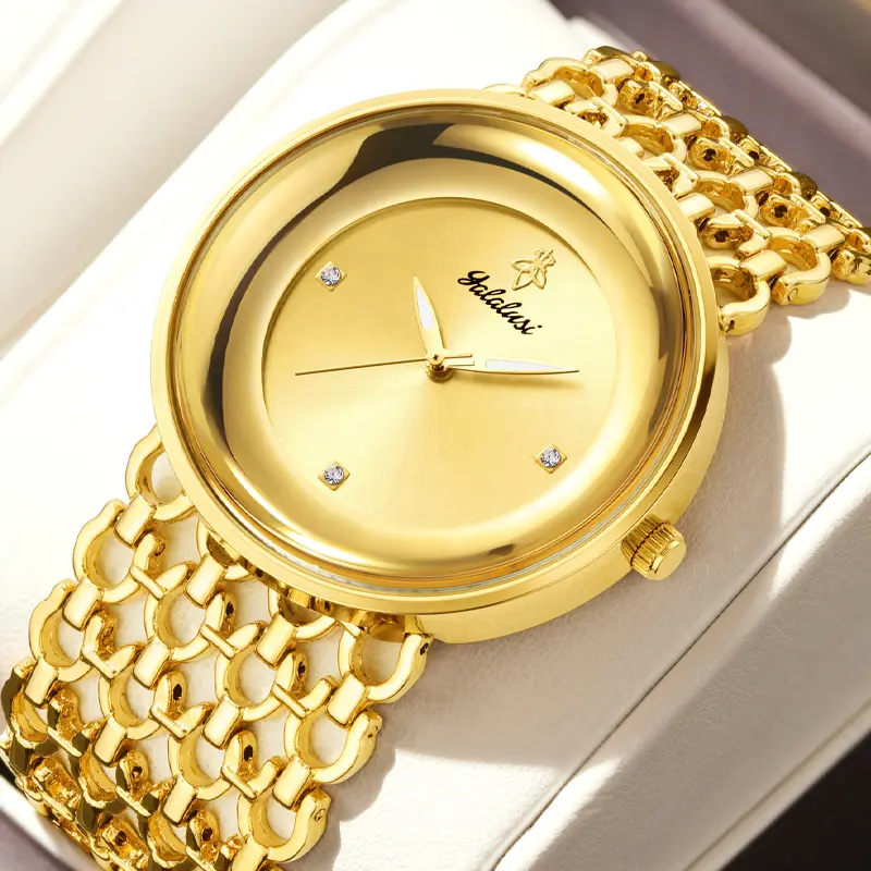 Round Bracelet Watch1016 Holiday Haul Fashionable Women's Wristwatch golden Black Dual Color Options Waterproof Free Size Adjustment Suitable for Daily Wear