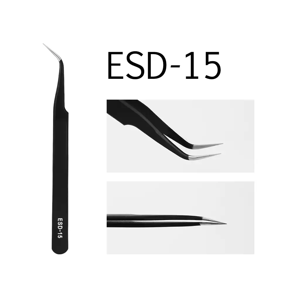 GLAMLASH ESD ST SA Series Anti-Static Eyelash Extension Tweezer Curved Lash Tweezer Straight Tip Tweezer Makeup Tool NONE