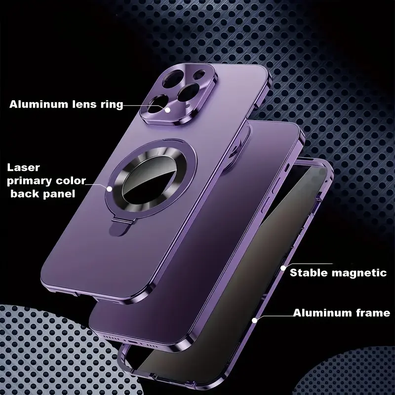 2-in-1 Metal Smartphone Case & Privacy Screen Protector - Magnetic Double-Sided Anti-Peep Glass Cover, Durable Casing, HD Camera Lens Guard, Customized Multi-Model Mobile Phone Accessories for 16/15/14/13/12 Pro Max Plus Series Cellphones Protective