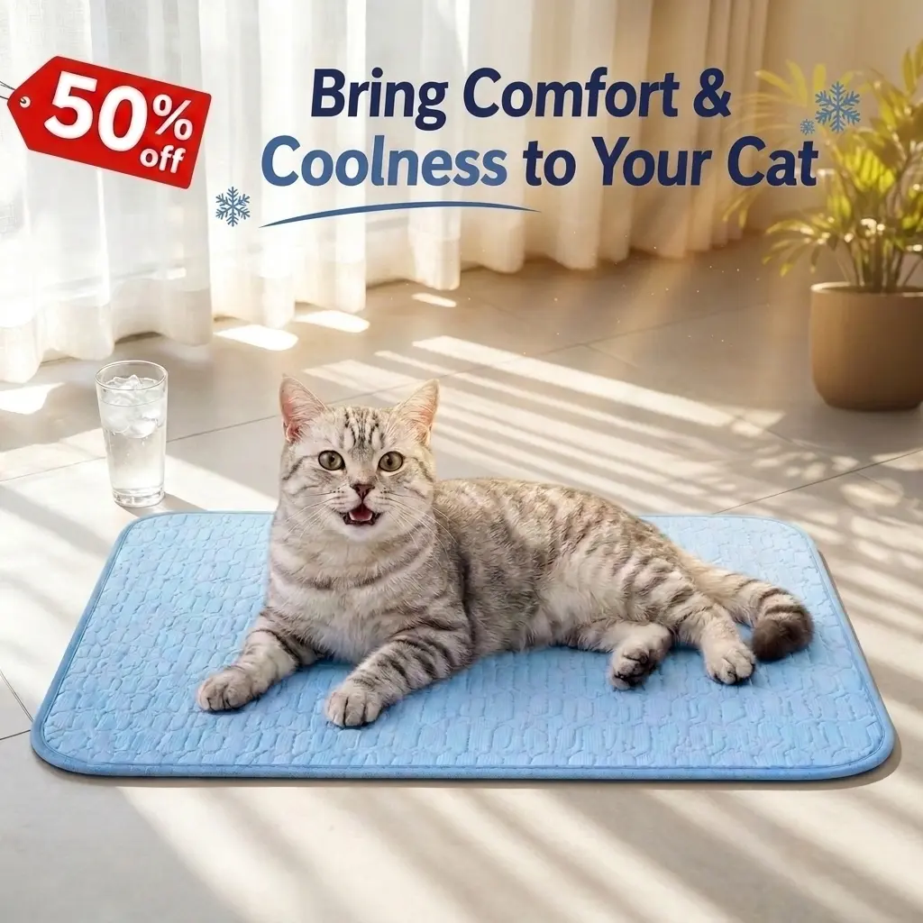 Breathable Cat Cooling Mat - Cool-Touch Summer Pad for Indoor Cats & Kittens, Washable Scratch-Resistant Mat for Cat Tree, Sofa & Window Sill