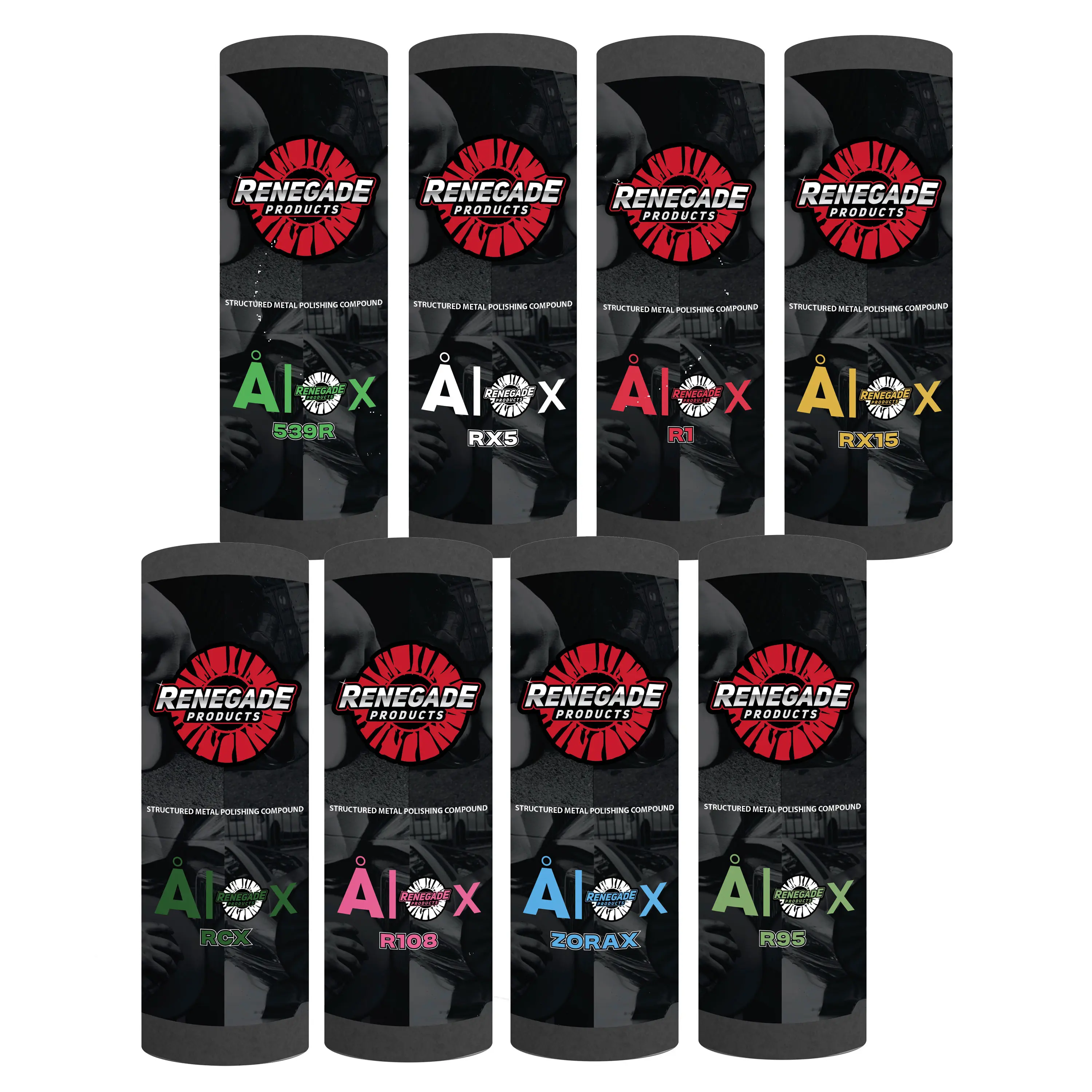Renegade Products AlOx Structured Polishing Compounds | Cut, Color & Buff System for Aluminum, Stainless Steel, Brass & Copper | Airway Buffing Wheel Compatible