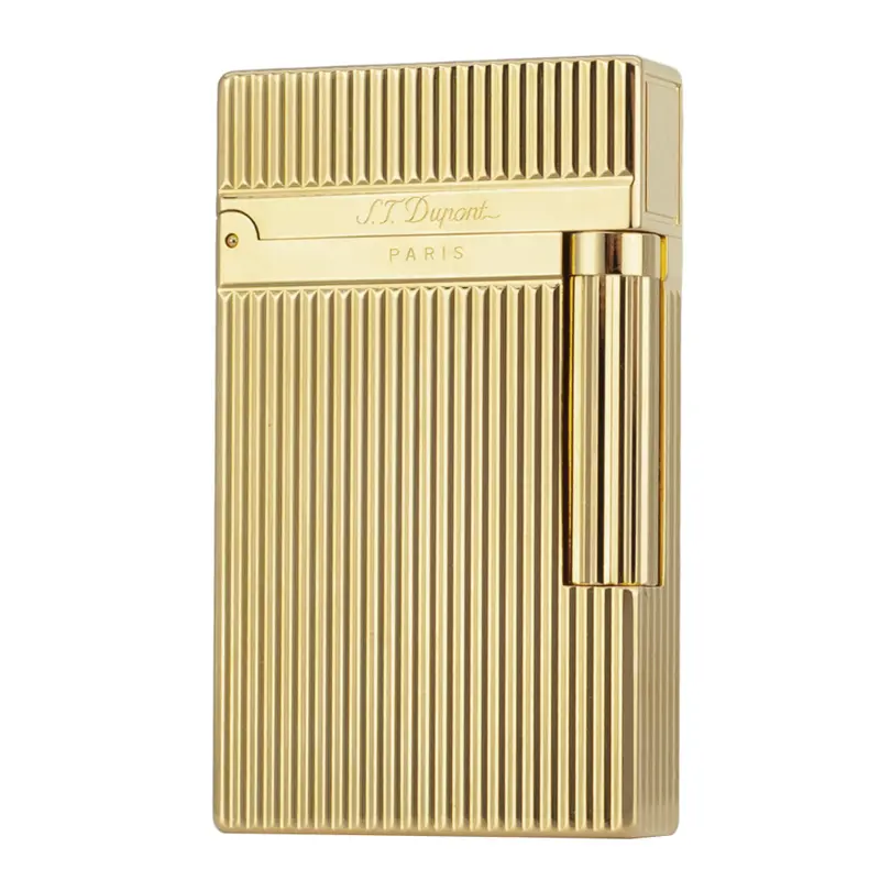 DPT 1:1 Metal Guilloche Lighter (No Fuel) - Gold Vertical Line Engraved, Ping Cap Sound, 140g Platinum Luxury Lighter Accessory for Boyfriend, Adult Butane Gas Compatible Father’s Day Gift