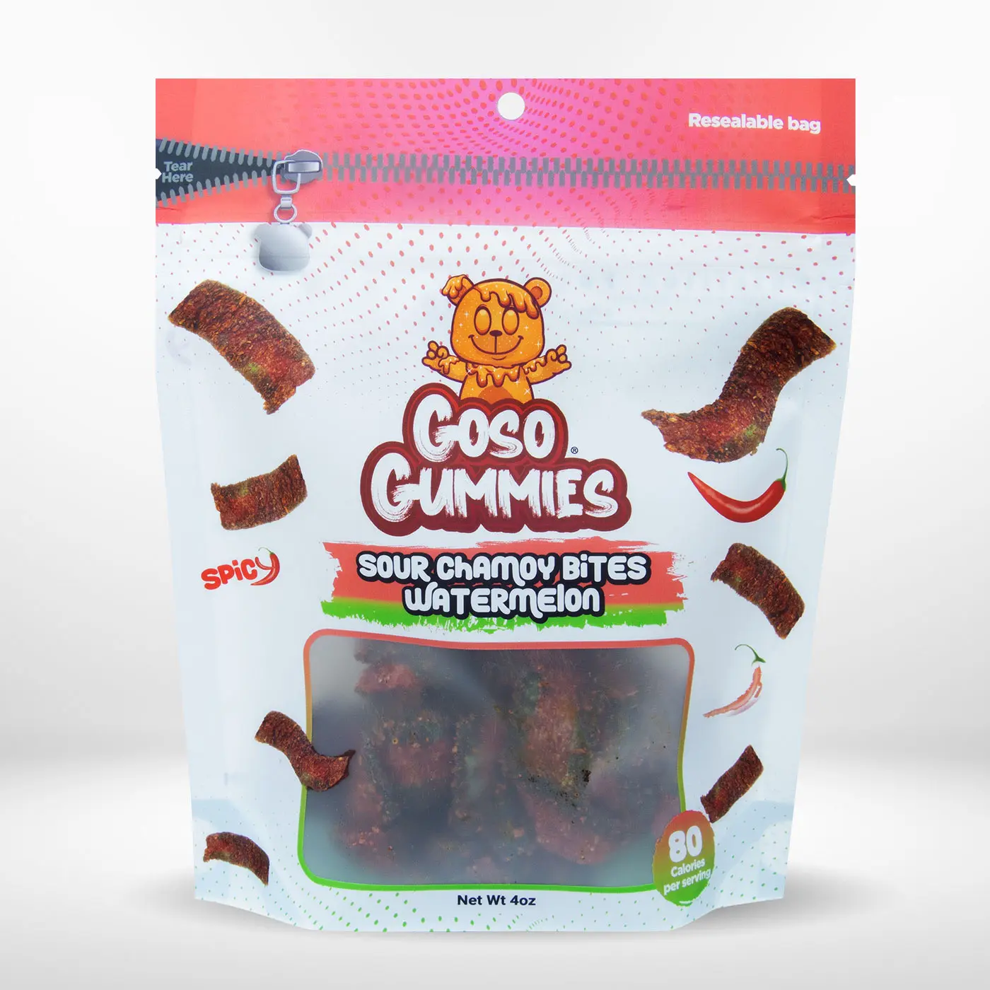 Goso Gummies Chamoy Sour Watermelon Bites 4oz Bag | Spicy Sweet Mexican Candy | Chamoy Candy Bites | Tangy Sour Gummies | TikTok Viral Snack