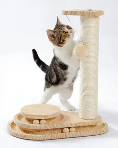 Interactive Cat Scratching Board with Ball Track Toy – Indoor Cat Activity Center with Groomer