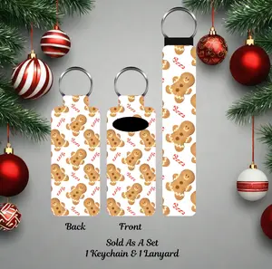 Christmas Chapstick Holder and Wristlet Keychain