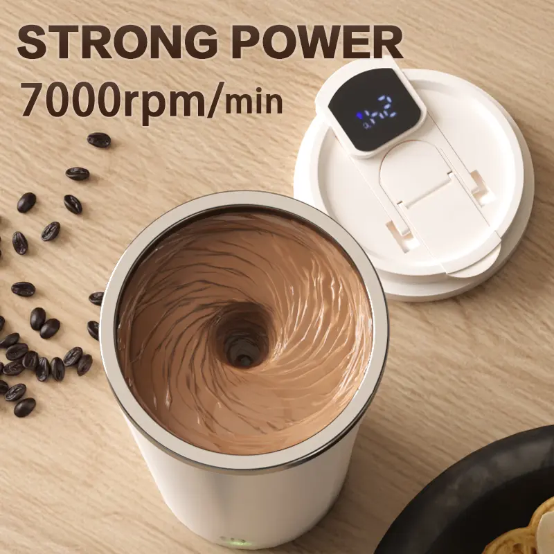 Self-Stirring Tumbler - Lightweight Portable Shape USB Rechargeable Cordless Hand Mixer with Leak-Proof Food-Safe Lid, All Seasons Companion for Coffee, Protein Shakes, Travel, Fitness Enthusiasts