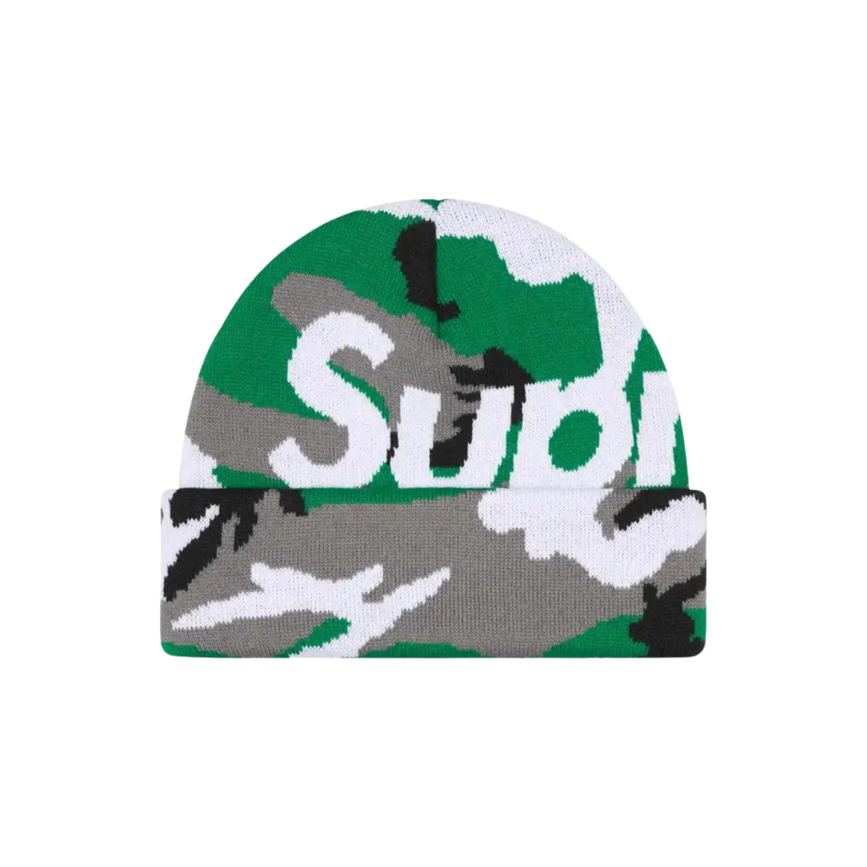 SUPREME BEANIE 'BIG LOGO GREEN CAMO'