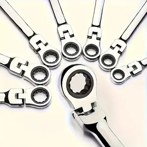 10mm Chrome Vanadium Steel Ratchet Wrench, Flexible Head, Dual Use Interchangeable Sockets, Mechanics Hand Tool, No Batteries Needed, Multifunctional Ratchet Wrench