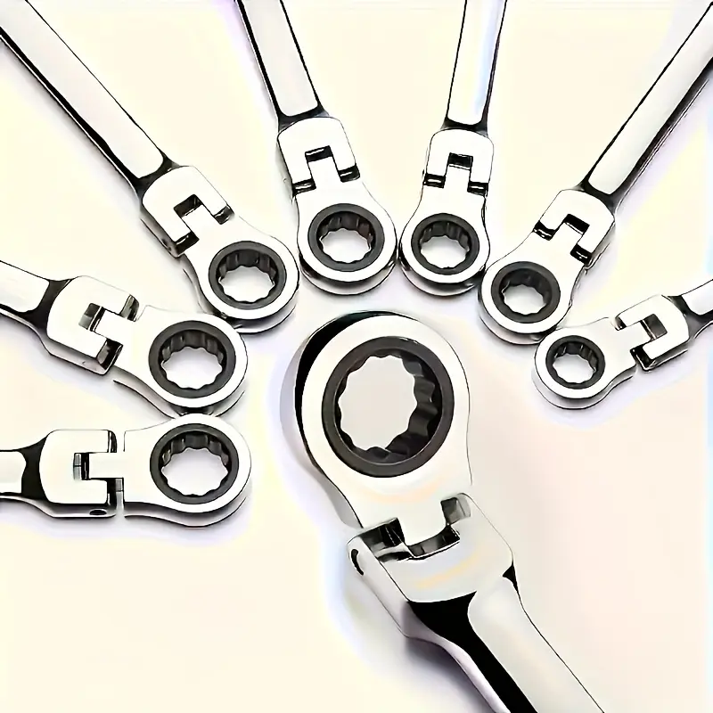 10mm Chrome Vanadium Steel Ratchet Wrench, Ratcheting Wrench, Flexible Head, Dual Use Interchangeable Sockets, Mechanics Hand Tool, No Batteries Needed, Multifunctional Ratchet Wrench