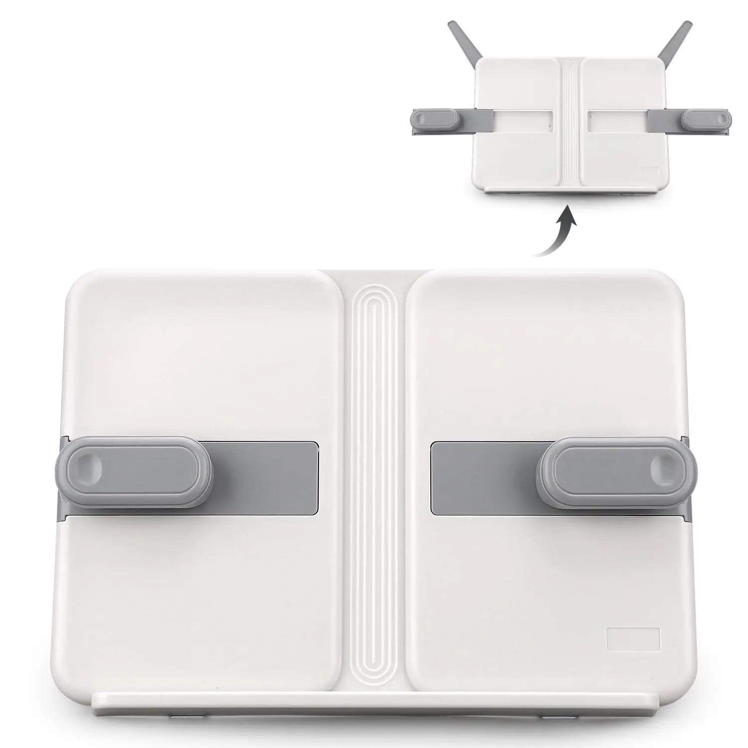 Adjustable Book Stand Reading Holder Foldable Bookstand with Page Clips ‎Plastic Bookshelf for Desk Rest Tray Desk Recipes Textbook Music Kids Gift (Grey, Adjustable Angle)